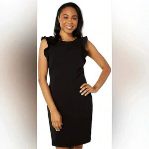 Calvin Klein Flutter-Sleeve Black Sheath Size 6
